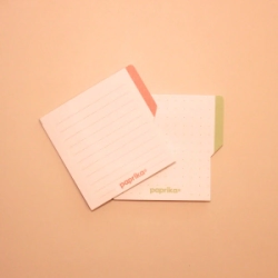 PACK X2 NOTAS ADHESIVAS C/SOLAPA 6,2X6,4 - CORAL RAYADO /VERDE PUNTEADO