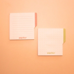 PACK X2 NOTAS ADHESIVAS C/SOLAPA 6,2X6,4 - CORAL RAYADO /VERDE PUNTEADO