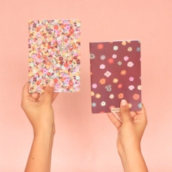 LIBRETAS 12X17 TAPA BLANDA X2 UNID - FLORA RAYADA / BORDEAUX LISA