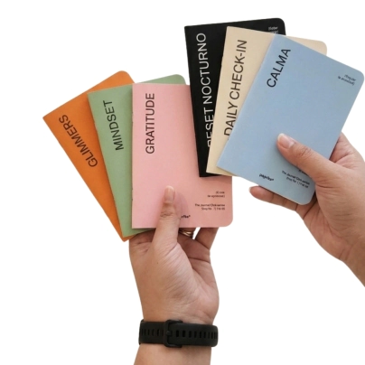SET X 6 MINI JOURNALS 12*17 - GLIMMERS - GRATITUD -  DAILY CHEKIN - NIGTH RESET - ANSIEDAD - CREENCIAS