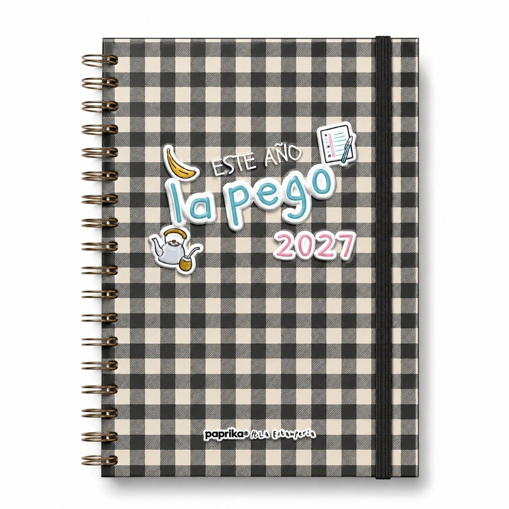 AGENDA 2027 - LA ESTAMPERIA TALLE M 15X21 SAV - LA PEGO CUADRILLE BLANCO Y NEGRO