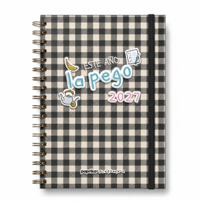 AGENDA 2027 - LA ESTAMPERIA TALLE M 15X21 SAV - LA PEGO CUADRILLE BLANCO Y NEGRO